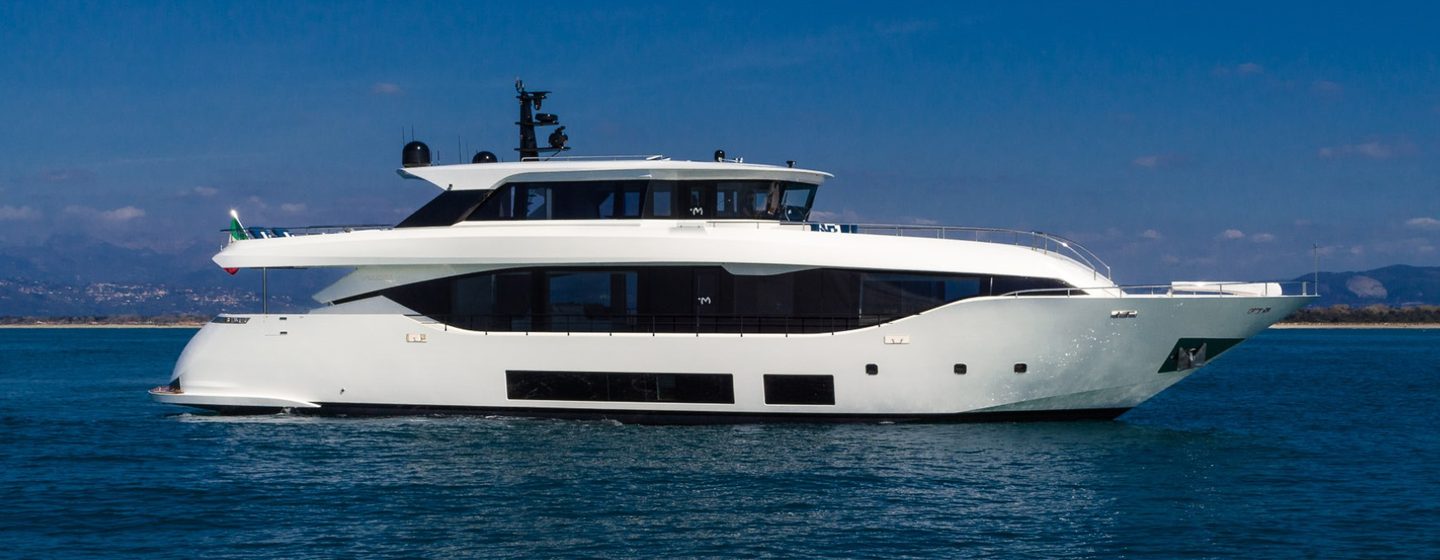 Luxury yacht at sunset